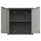 Metal Wall Mounted Tool Storage Cabinet with 2 Locking Doors and Adjustable Shelf - Gray or Black