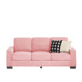 Modern Snowfleece Fabric 3 Seater Sofa with Cup Holder – Pink