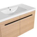 Bathroom Vanity Set with Resin Countertop Sink and 2 Doors - Light Brown Oak