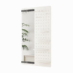 Full Length Wall Mounted Mirror with Shelf and Hook - Dark Brown, White, or Light Brown