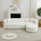 Modular Sectional Sofa with Curved Back - Beige