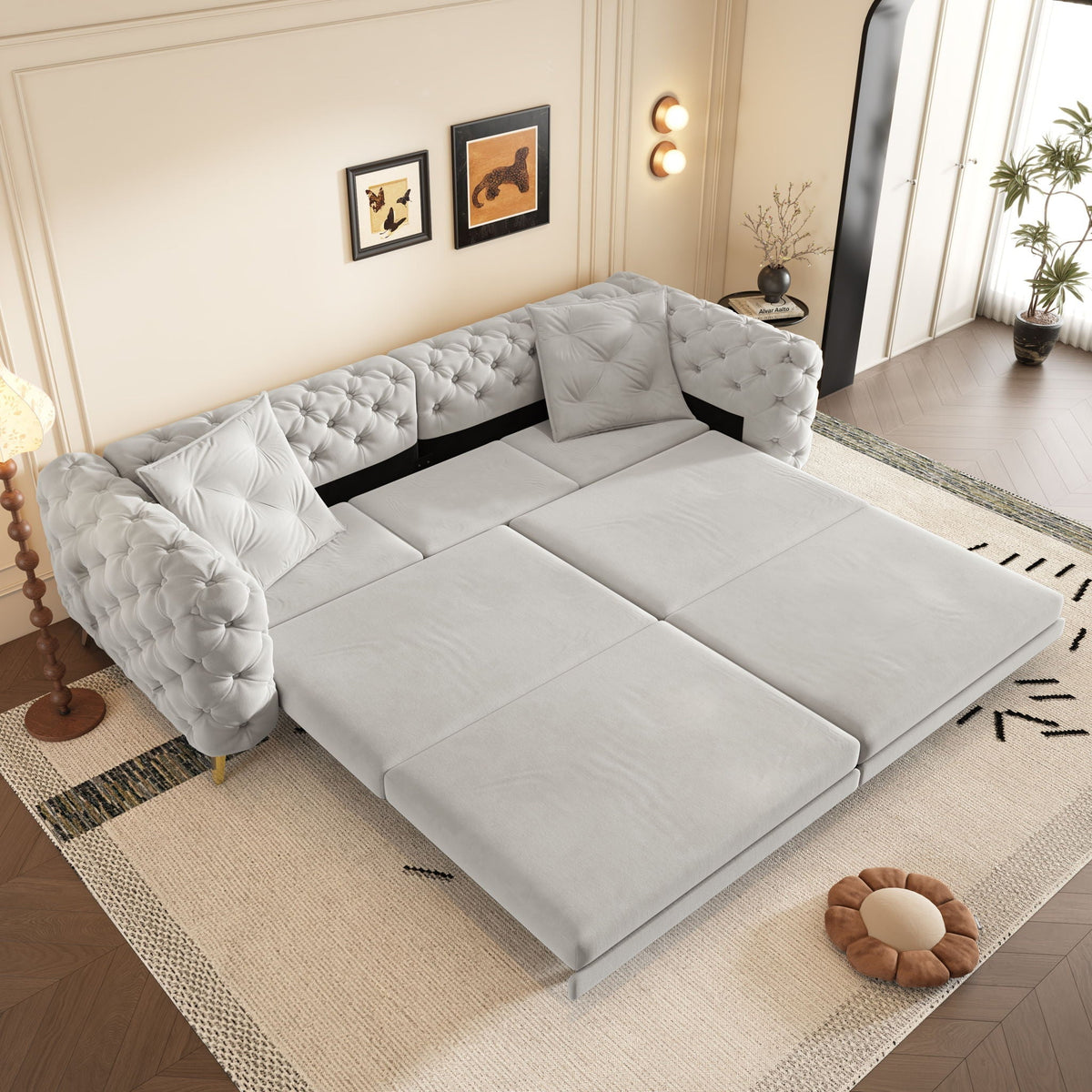 Convertible 3-in-1 Sleeper Sofa Set with Movable Ottoman - Multiple Colors