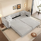 3-In-1 Convertible Sleeper Sofa Set with Deep Seat & Movable Ottoman - White, Beige, Gray