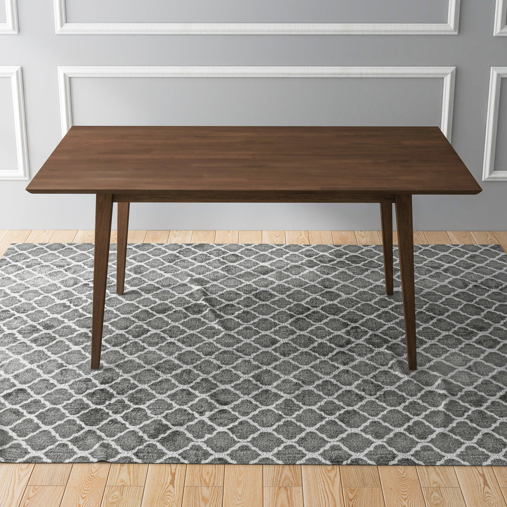 Modern Rectangular Dining Table with Solid Wood Construction - Dark Brown or White