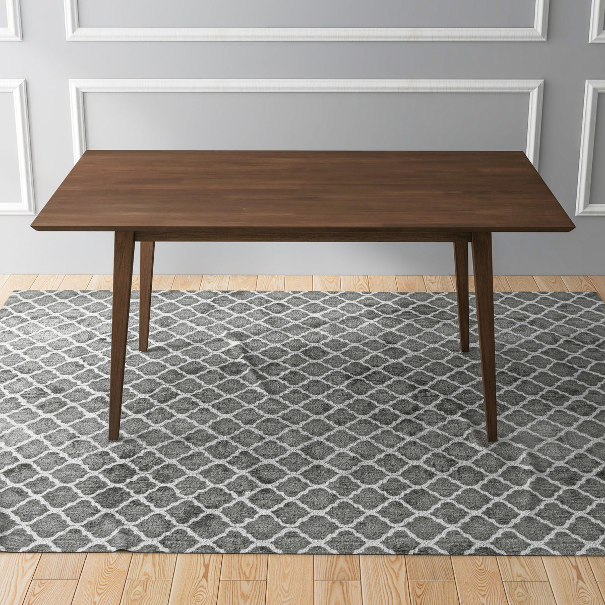 Modern Rectangular Dining Table with Solid Wood Construction - Dark Brown or White