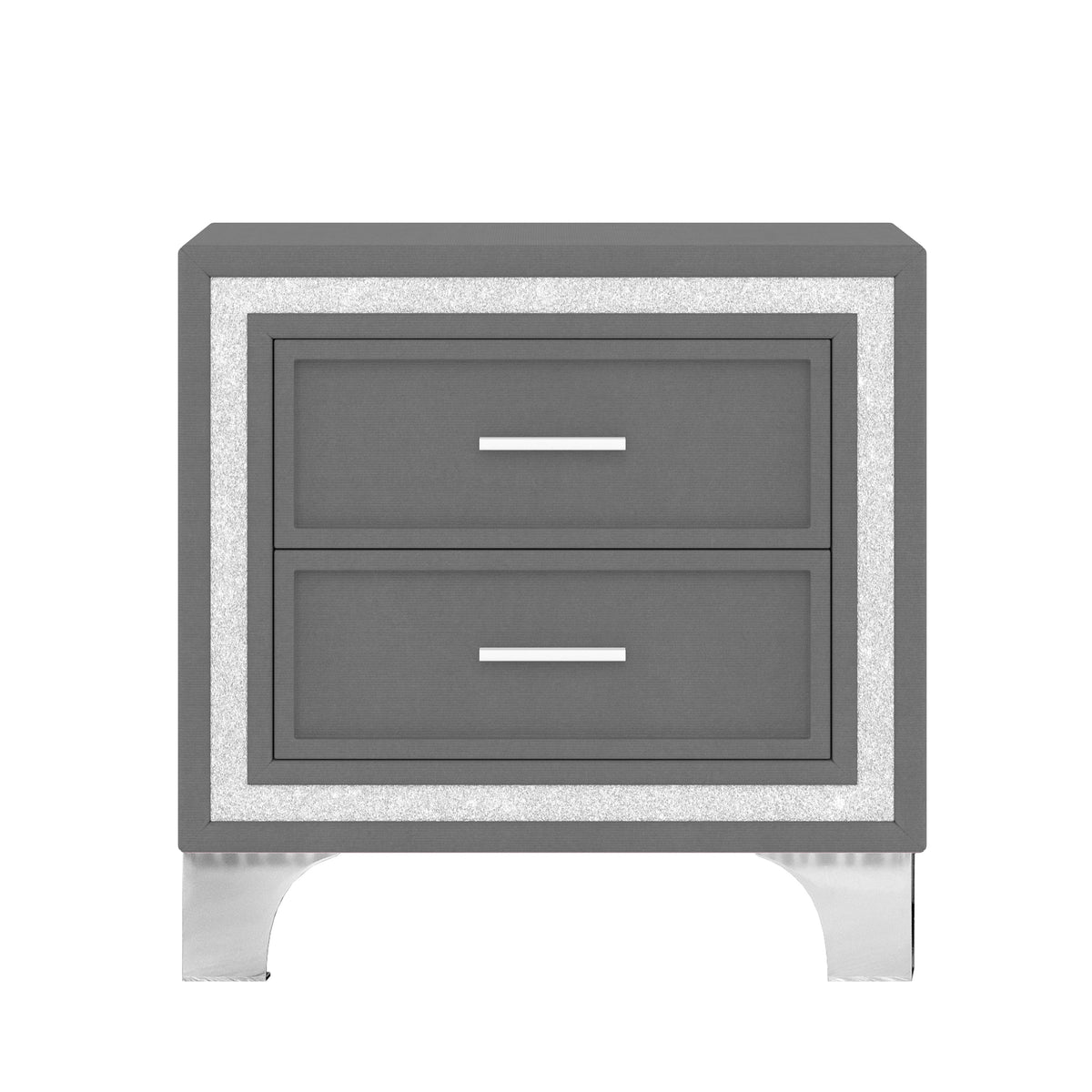 Queen Upholstered Platform Bed with LED Lights - 3-Piece Set, Gray