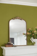 Baroque Inspired Arch Wall Mirror with Ornate Design - Gold or Black
