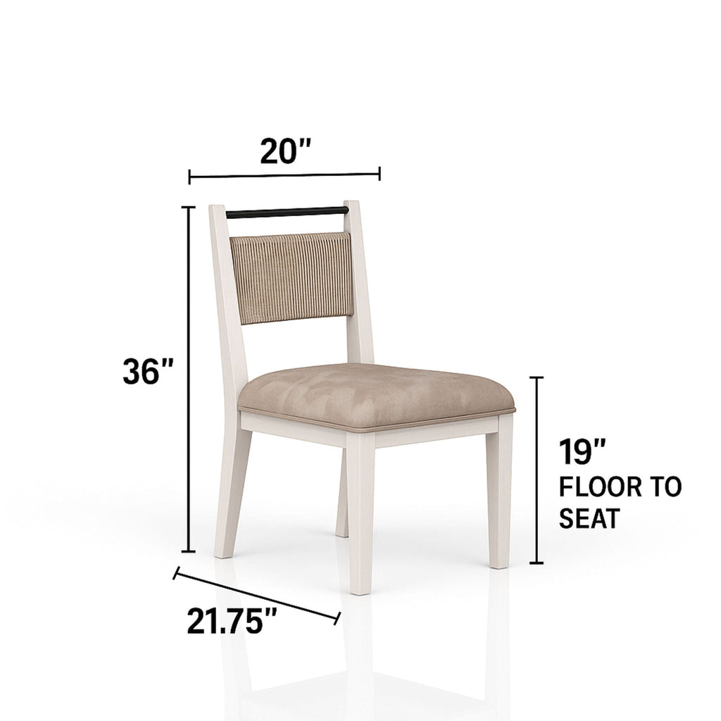 Rope Back Dining Chair with Solid Wood Frame - Beige / Carmel