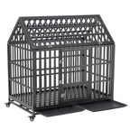 Heavy Duty Dog Crate with Lockable Wheels - Black