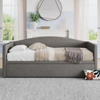 Upholstered Daybed With Pop Up Trundle Sofa Bed - Space Saving, Durable Frame - Gray or Pink