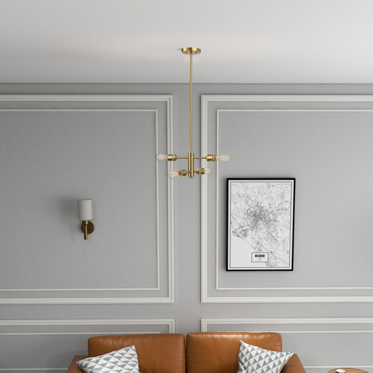 Trellis - 4 Lights Modern Gold Chandelier