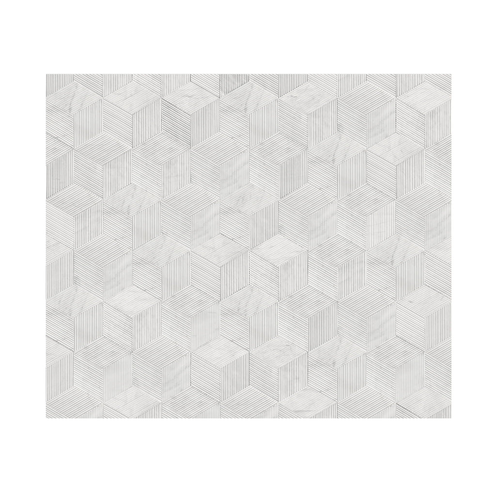 Hexagon Natural Stone Marble Decorative Tile Set with 3D Fluted Texture - Gray or White
