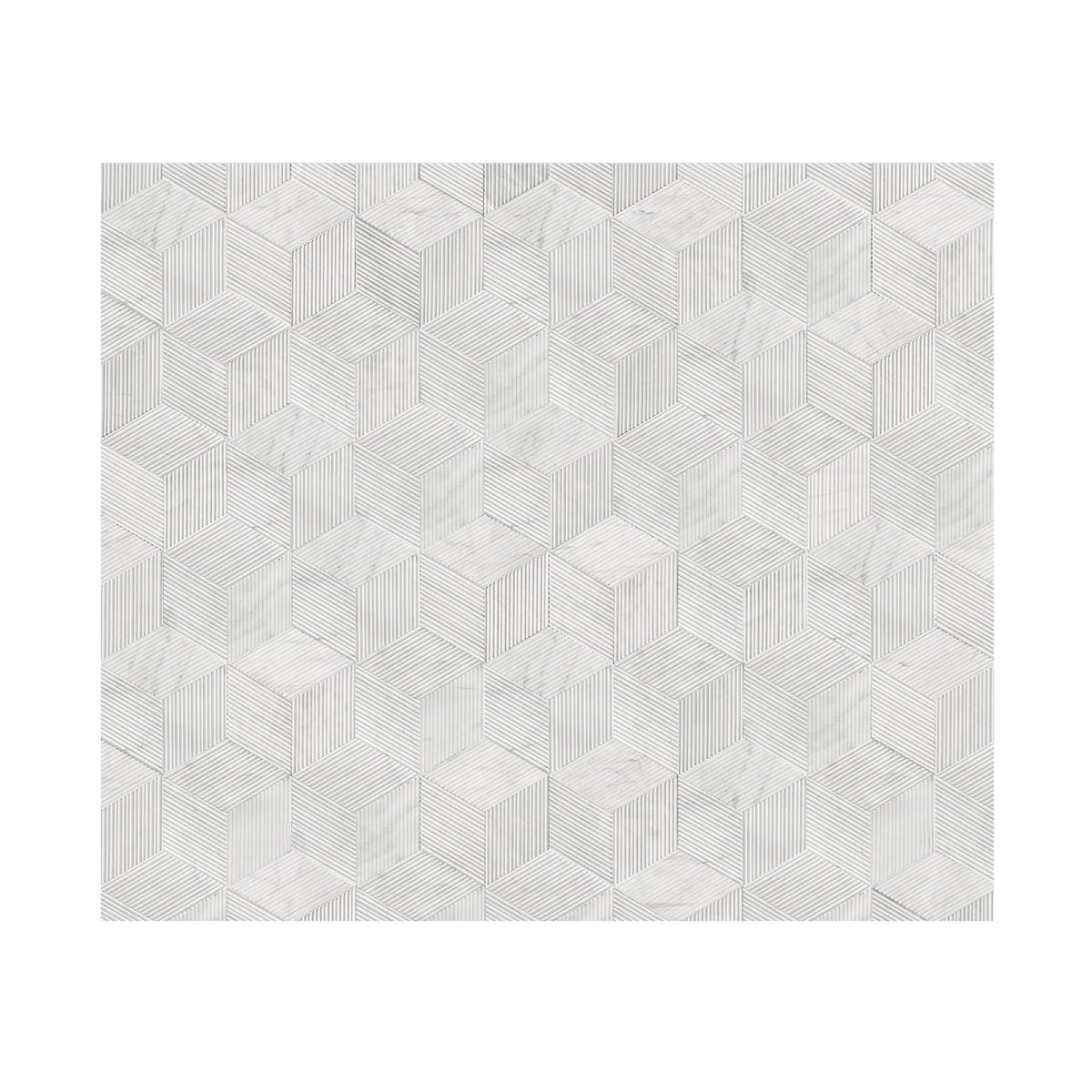 Hexagon Natural Stone Marble Decorative Tile Set with 3D Fluted Texture - Gray or White