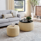 Round Storage Ottoman with 2 in 1 Function - Multiple Colors
