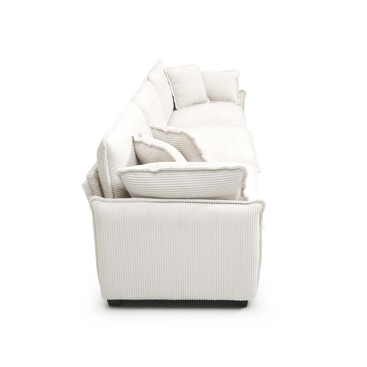 Deep Seat Sofa Set with Plush Corduroy Cushions – Beige