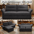 Grey Multifunctional Sofa Bed with Convertible 85-Inch Design - Plush Fabric