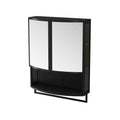 Arched Glass Double Door Wardrobe with Shatterproof Mirror - Black or White
