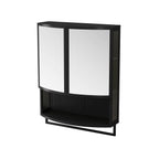 Arched Glass Double Door Wardrobe with Shatterproof Mirror - Black or White