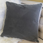 Let It Snow Embroidered Cotton Throw Pillow with Winter Embroidery - Gray