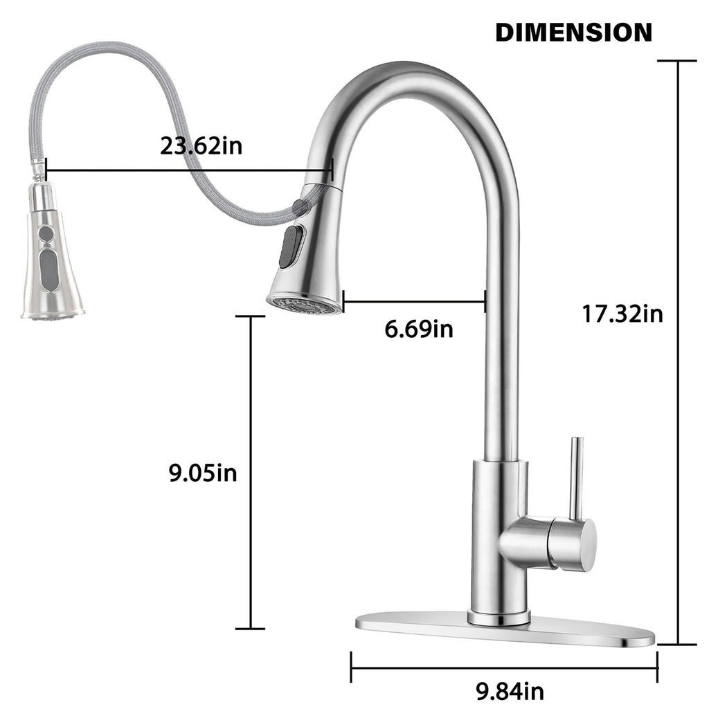 Classic High Arc Kitchen Faucet with Pull Down Sprayer - Brushed Nickel