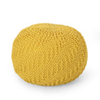 Knitted Round Pouf Ottoman with Polystyrene Bead Filling - Purple or Yellow