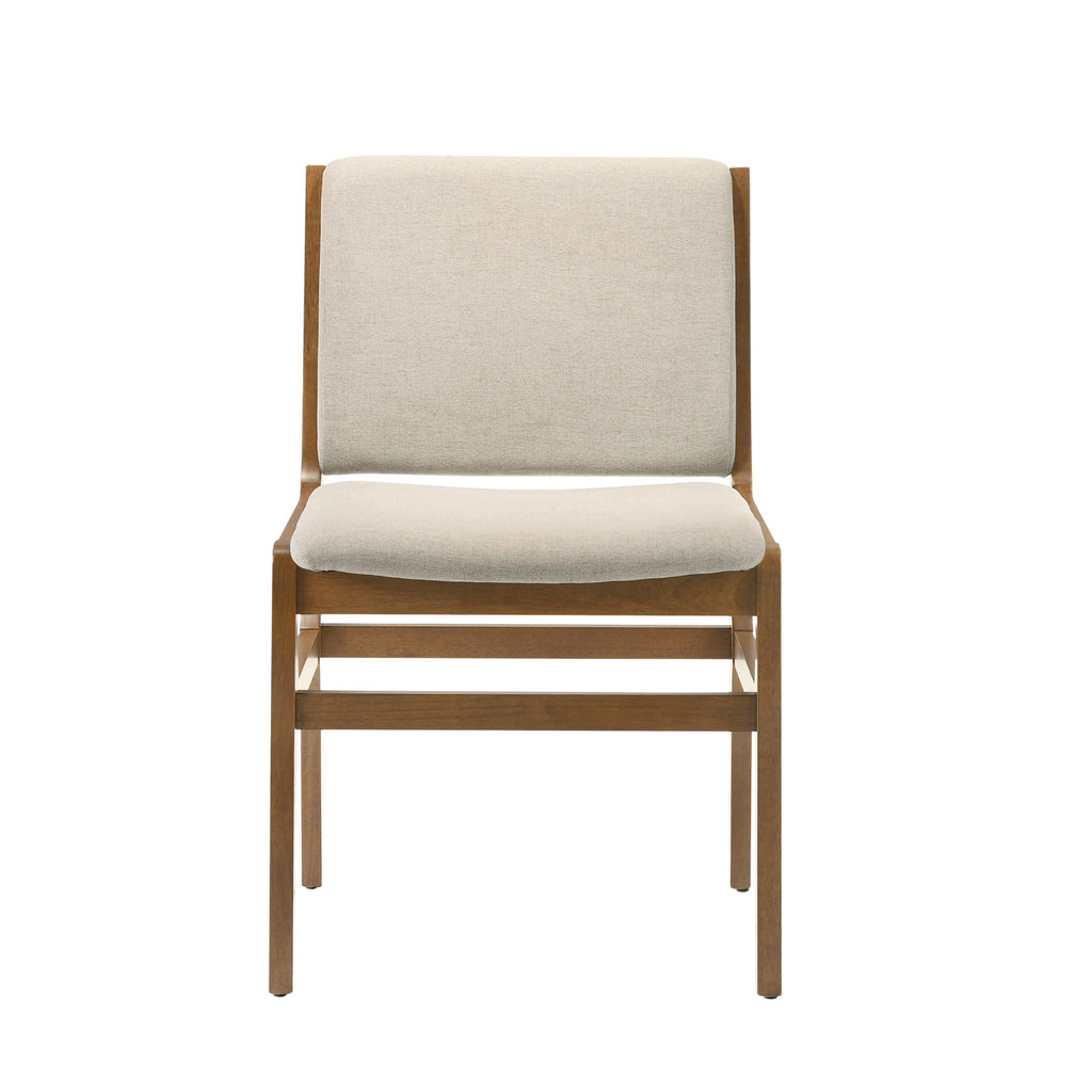 Contemporary Dining Chair Set with Upholstered Fabric Seats - Light Brown
