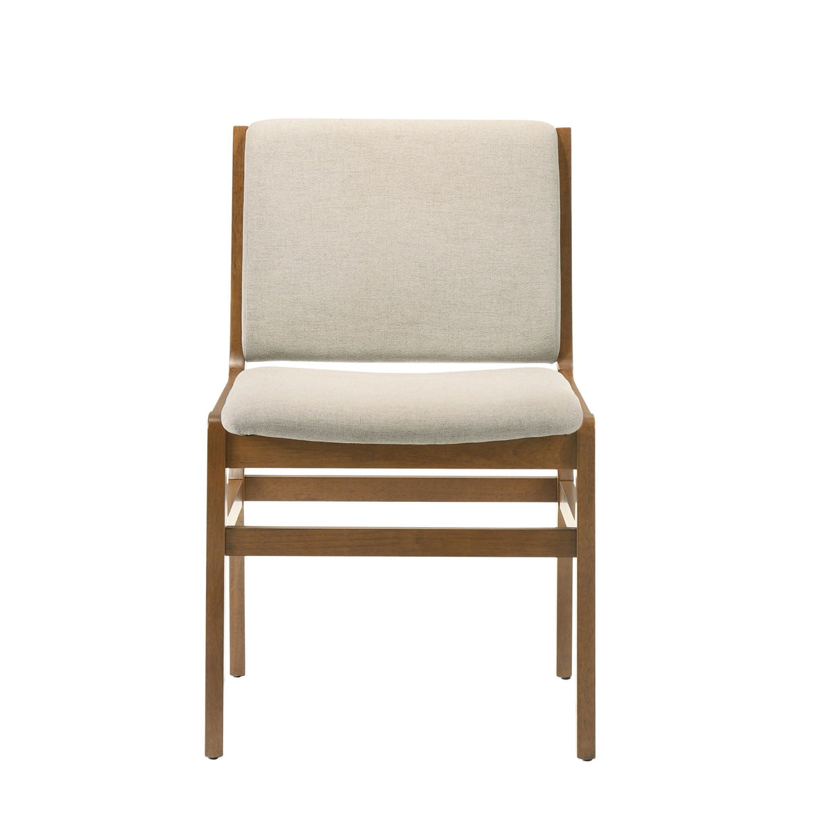 Contemporary Dining Chair Set with Upholstered Fabric Seats - Light Brown
