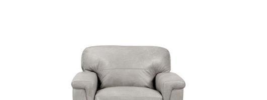 Gray Leather Arm Chair Cornelia with Sturdy Wood Frame - Gray