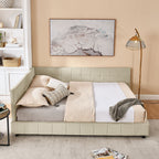 Mid-Century Storage Upholstered Tufted Bed Frame with Backrest and Armrests - Multiple Colors
