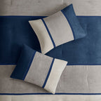 Blue Faux Suede 7 Piece Comforter Set with Coordinated Pillows - California King