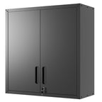Metal Wall Mounted Tool Storage Cabinet with 2 Locking Doors and Adjustable Shelf - Gray or Black