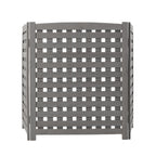 3 Panel Outdoor Air Conditioner Fence Screen with Solid Wood - Light Brown or Dark Gray
