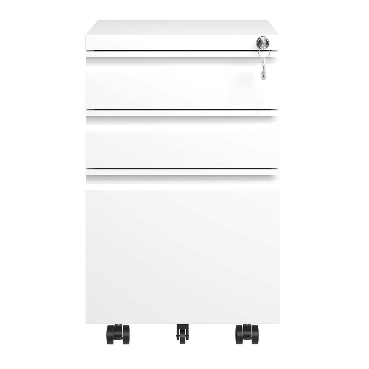 Metal Drawer Mobile File Cabinet with Lock for Secure Organization - White or Black