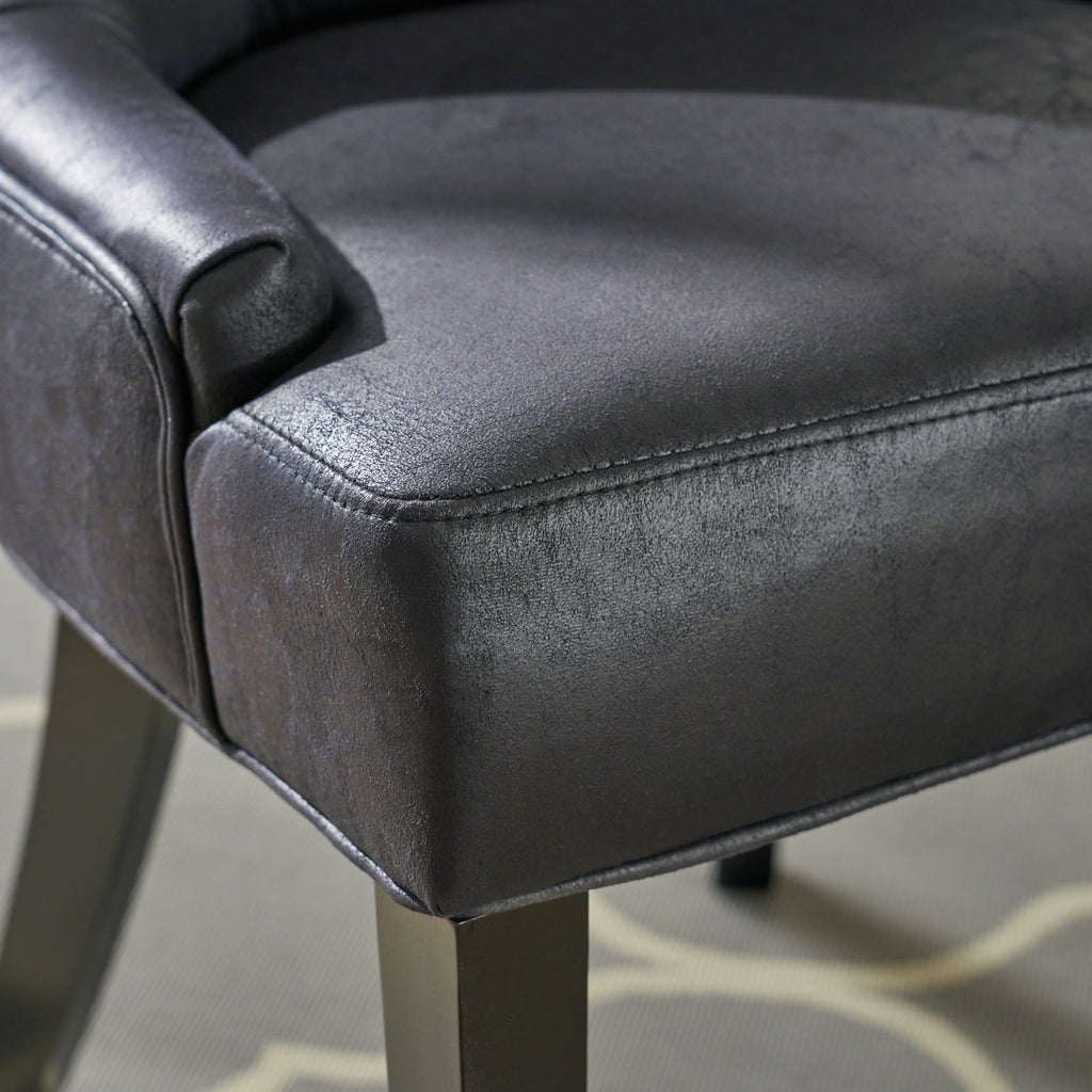 Black Microfiber Dining Chair Set of 2 with Tufted Backrest - Cheney