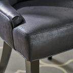 Black Microfiber Dining Chair Set of 2 with Tufted Backrest - Cheney