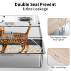Stainless Steel Cat Litter Box with High Sides - Silver