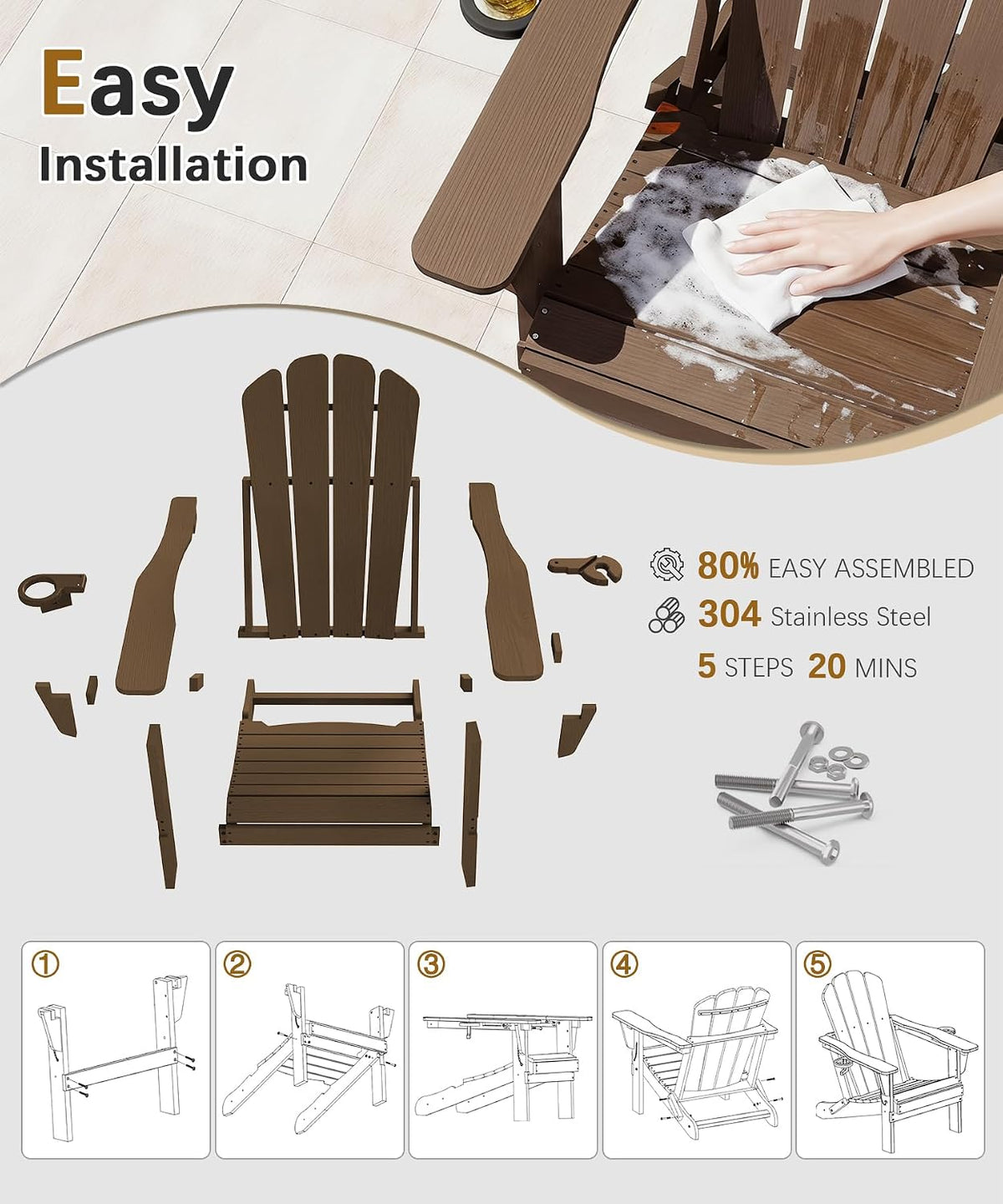 Adjustable HDPE Adirondack Chair with Personalized Comfort - White