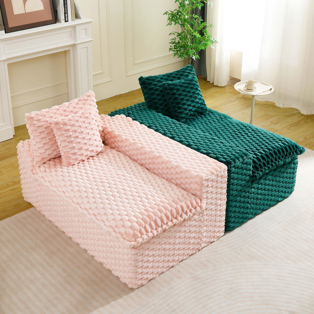 Luxury Multifunctional Sofa for Living Room with Adjustable Layout - Black, Dark Green, White, Pink