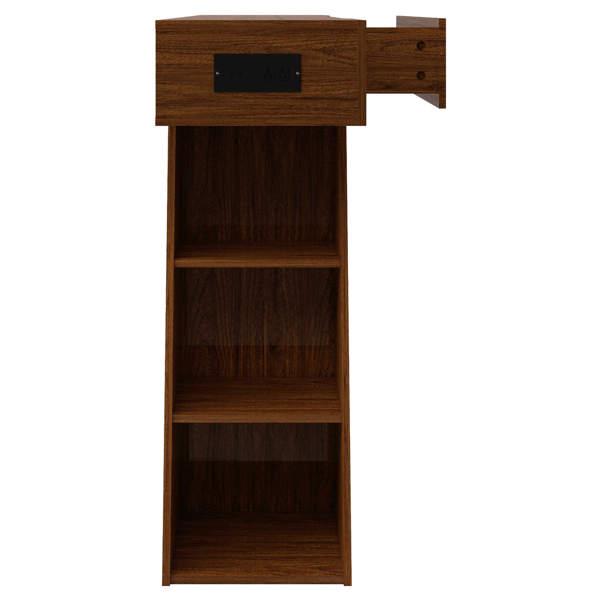 60 Inch Narrow Console Table with Built-in Power Outlet - Natural Wood Brown