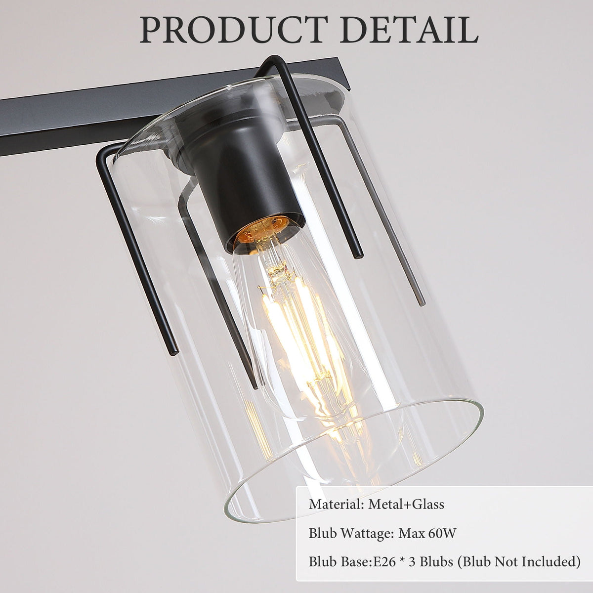Adjustable Pendant Lighting with Clear Glass Shade - Black or Gold