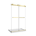 Frameless Shower Door with Tempered Glass - Brushed Gold