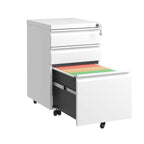 Metal Drawer Mobile File Cabinet with Lock for Secure Organization - White or Black