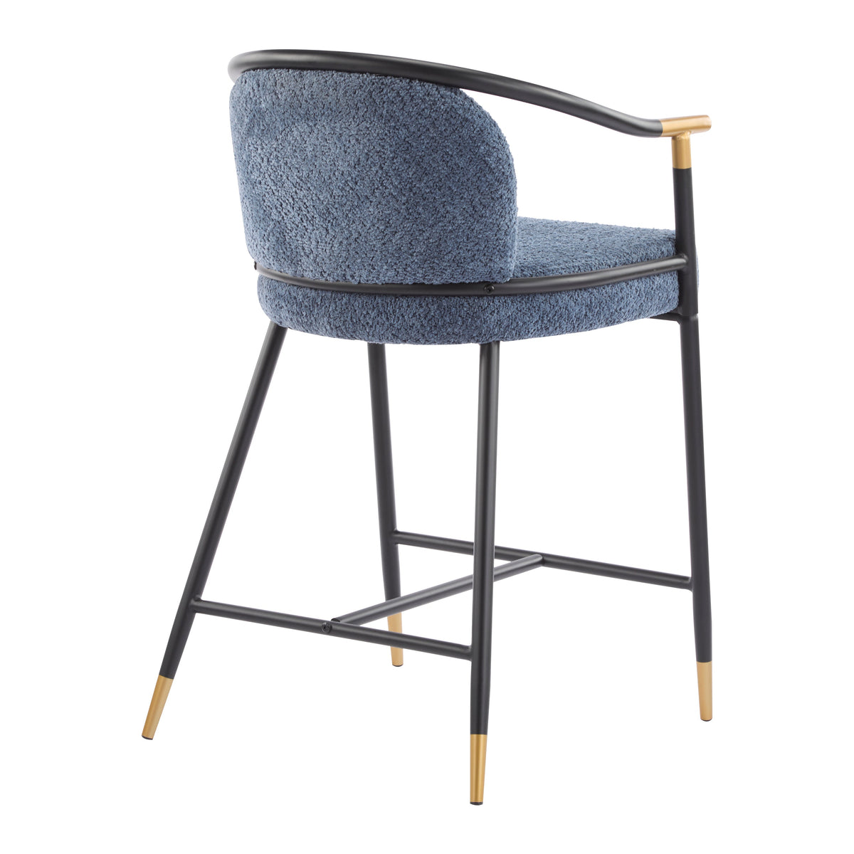 Upholstered Counter Stool Set of 2 with Metal Frame - Navy