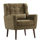 Modern Upholstered Arm Chair with Solid Wood Legs and Pillow - Multiple Colors