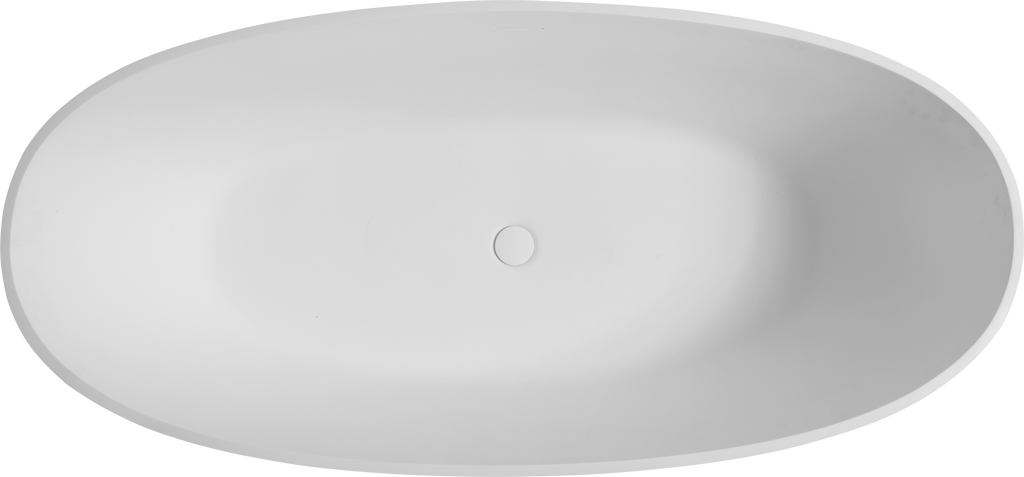 65" Freestanding Solid Surface Bathtub with Pop-Up Drain - Matte White