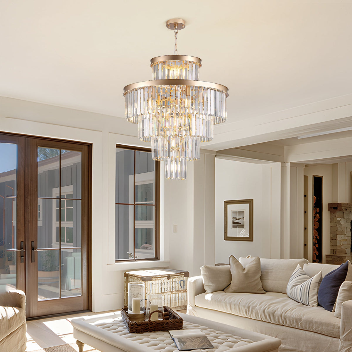 Golden Luxury Crystal Chandelier with 5-Tier K9 Crystals - Gold