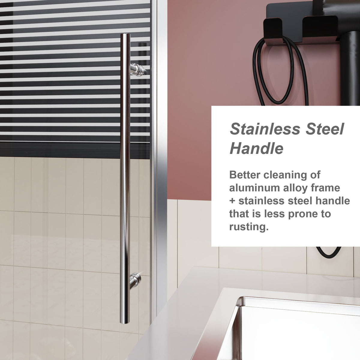 Frameless Shower Door Single Sliding with Adjustable Zinc Roller Rail - Chrome