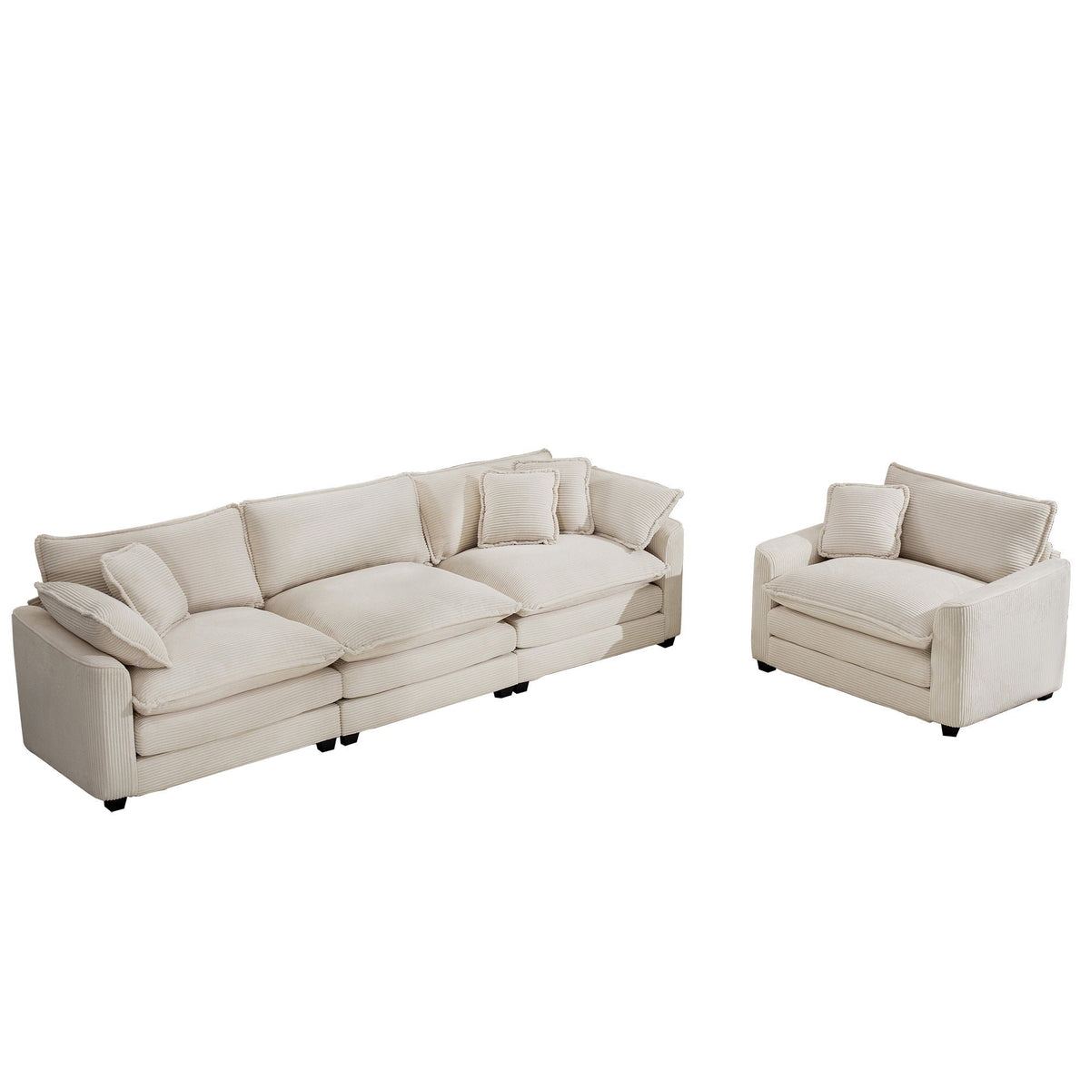 Oversized Deep-Seat Fabric Sofa & Chair Sets