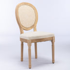 French Style Solid Wood Dining Chair Set with Rattan Back - Beige or Dark Gray