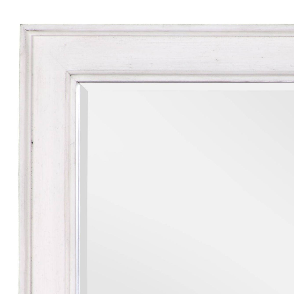 Weathered Mirror with Beveled Edge - White